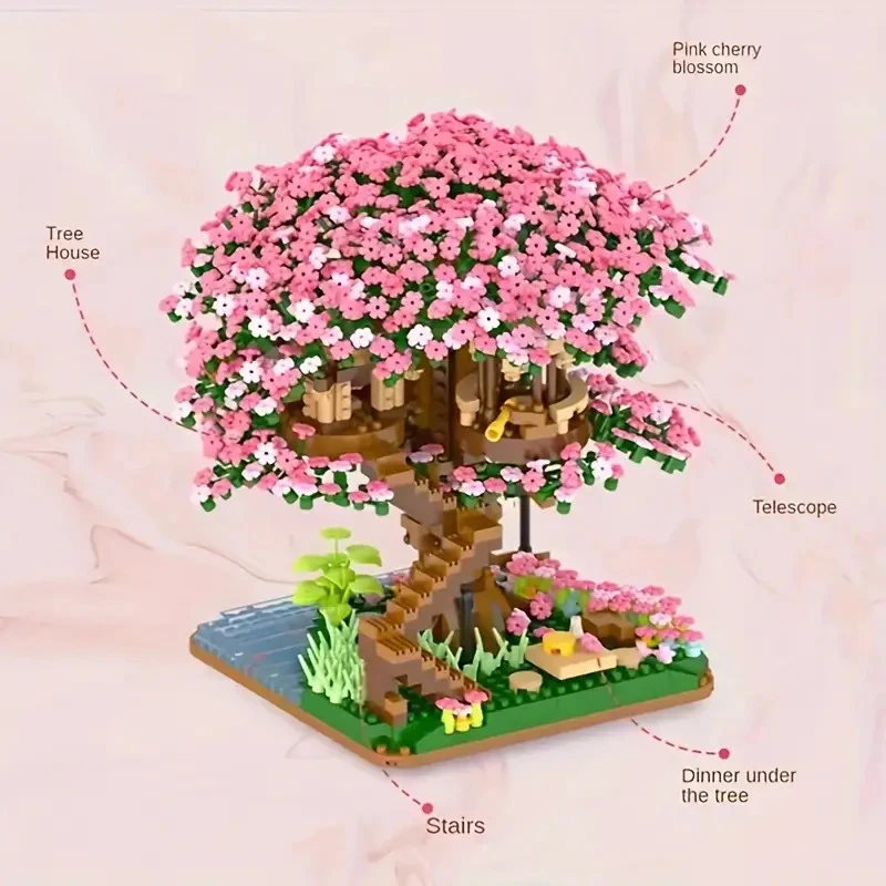 Cherry Bonsai Tree Building Set - Mini Blocks Flower Kit per ragazze-Sakura Tree House-regalo di festa per pasqua, Halloween