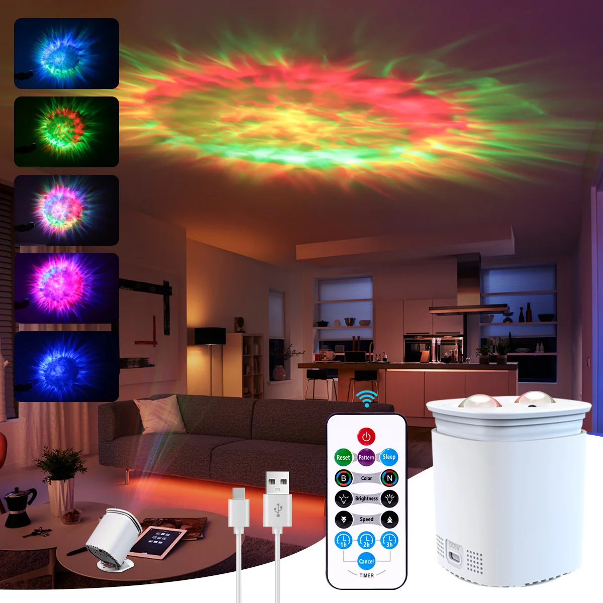 Mexllex Sunset Galaxy Projector with Remote Control, Adjustable Color, Brightness and Speed, Timer Night Light for Bedroom Party