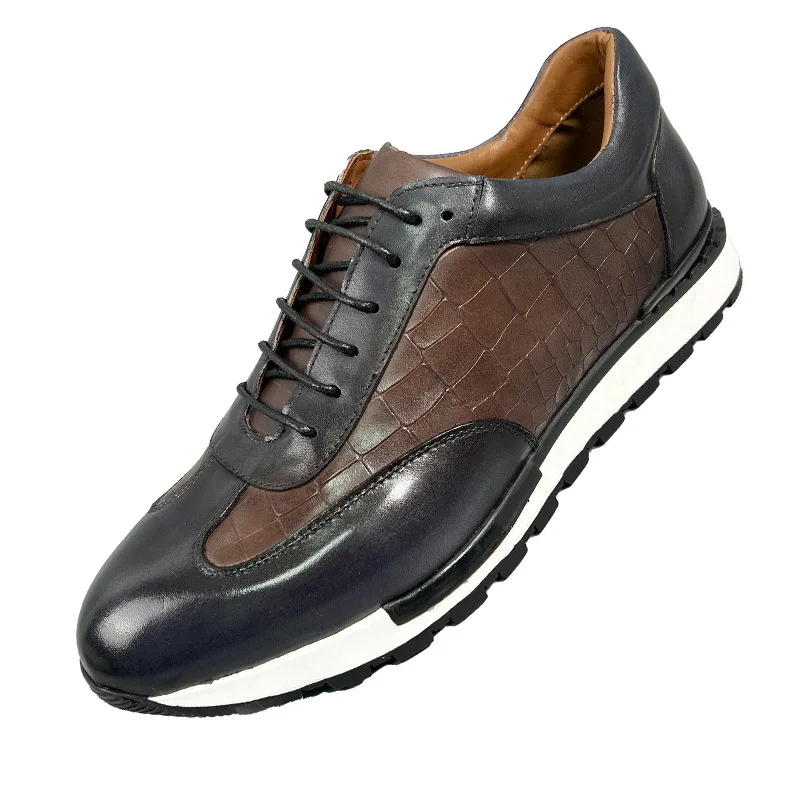 Luxury Brand Oxford Shoes for Men Genuine Leather Lace-up Round Toe Handmade Black Brown Leather Footwear Casual Sneaker