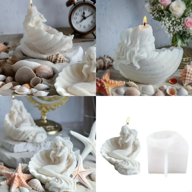 Shell Mermaids Silicone Mold Artistic Shell Mermaids Scented Mold Soft Silicone Easy to Demold Mould