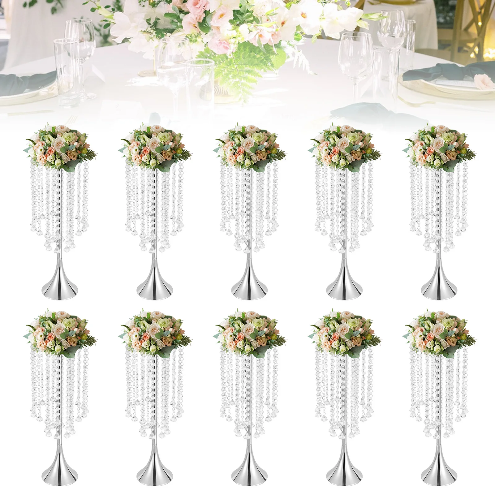 10Pcs Centerpieces Props Flower Table Event Party Stage Vase 21.9