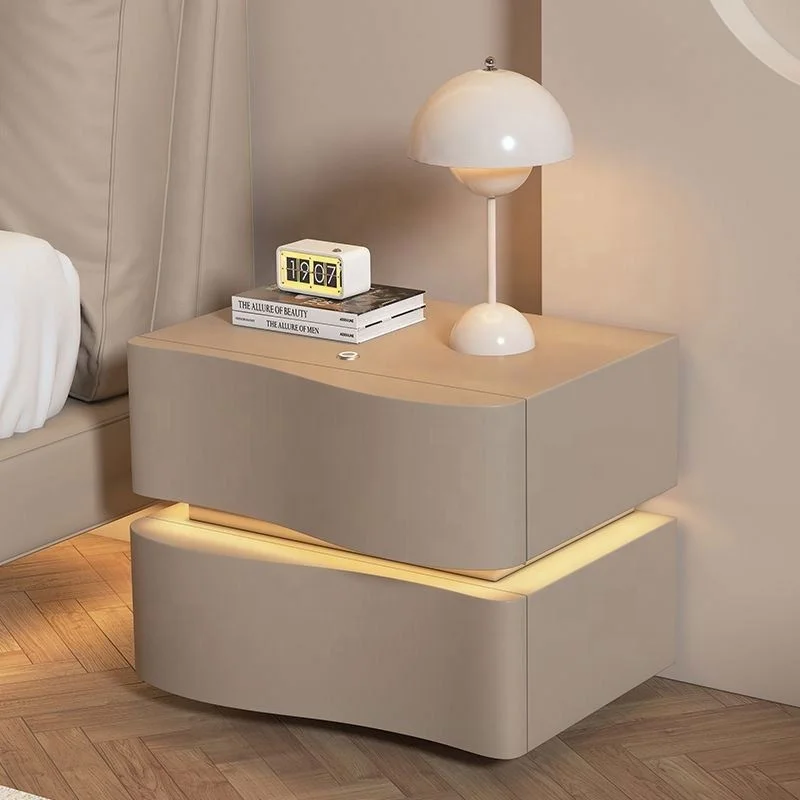 

*-2025 Modern Minimalist Multi-Functional Night Stand Smart Touch Wooden Bedside Table Factory Direct Sale