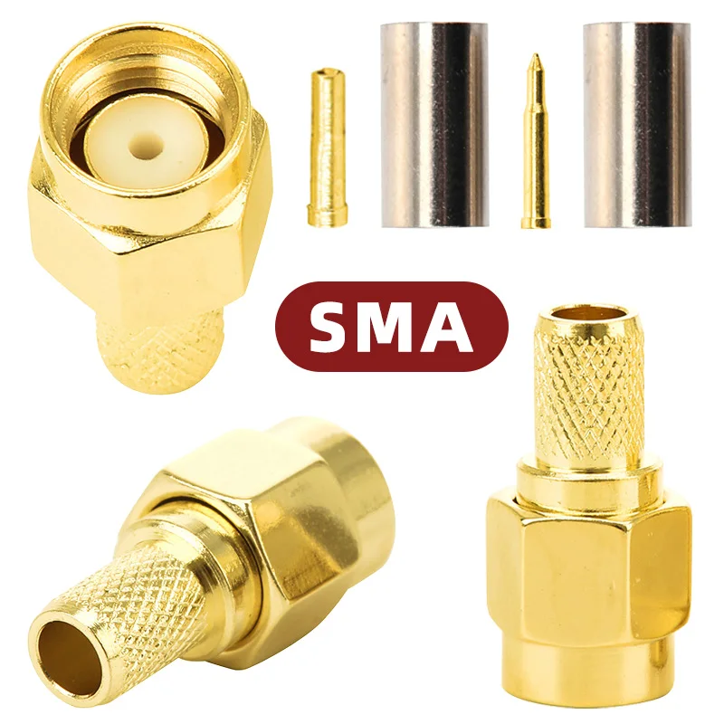

5/20PCS SMA Plug Male Connector Crimp Straight RF Coaxial Adapter Wire Terminals for RG58 RG142 LMR195 RG400/50-3//3DFB Cable