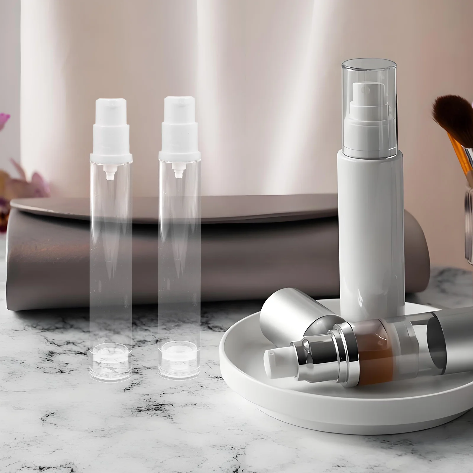 

20pcs Travel Refillable Bottles 15Ml Vacuum Dispenser For Lotion Serum Foundation Clear Skincare Containers Portable Makeup