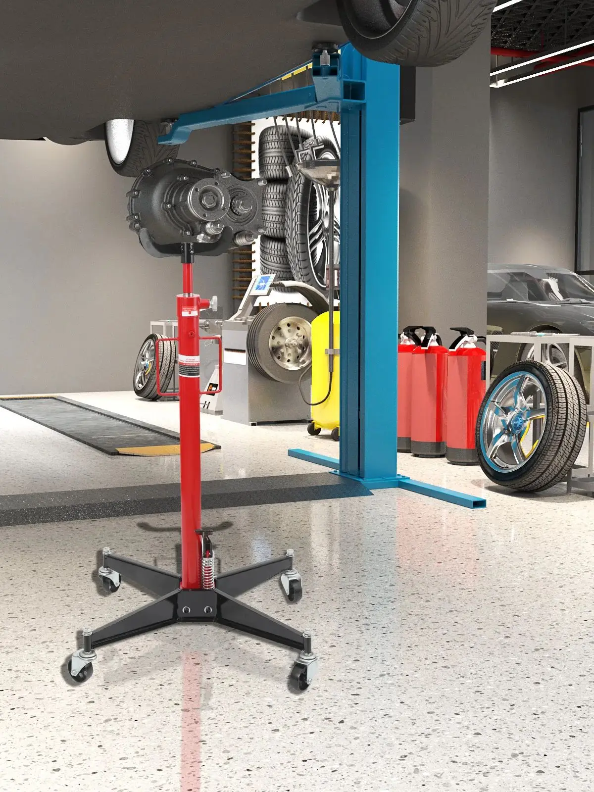 Transmissie Jack 500KG Capaciteit Hydraulische Versnellingsbak Jack Telescopische Transmissie Auto Jack Stand met Voetpedaal voor Garage/Winkel - afbeelding 2