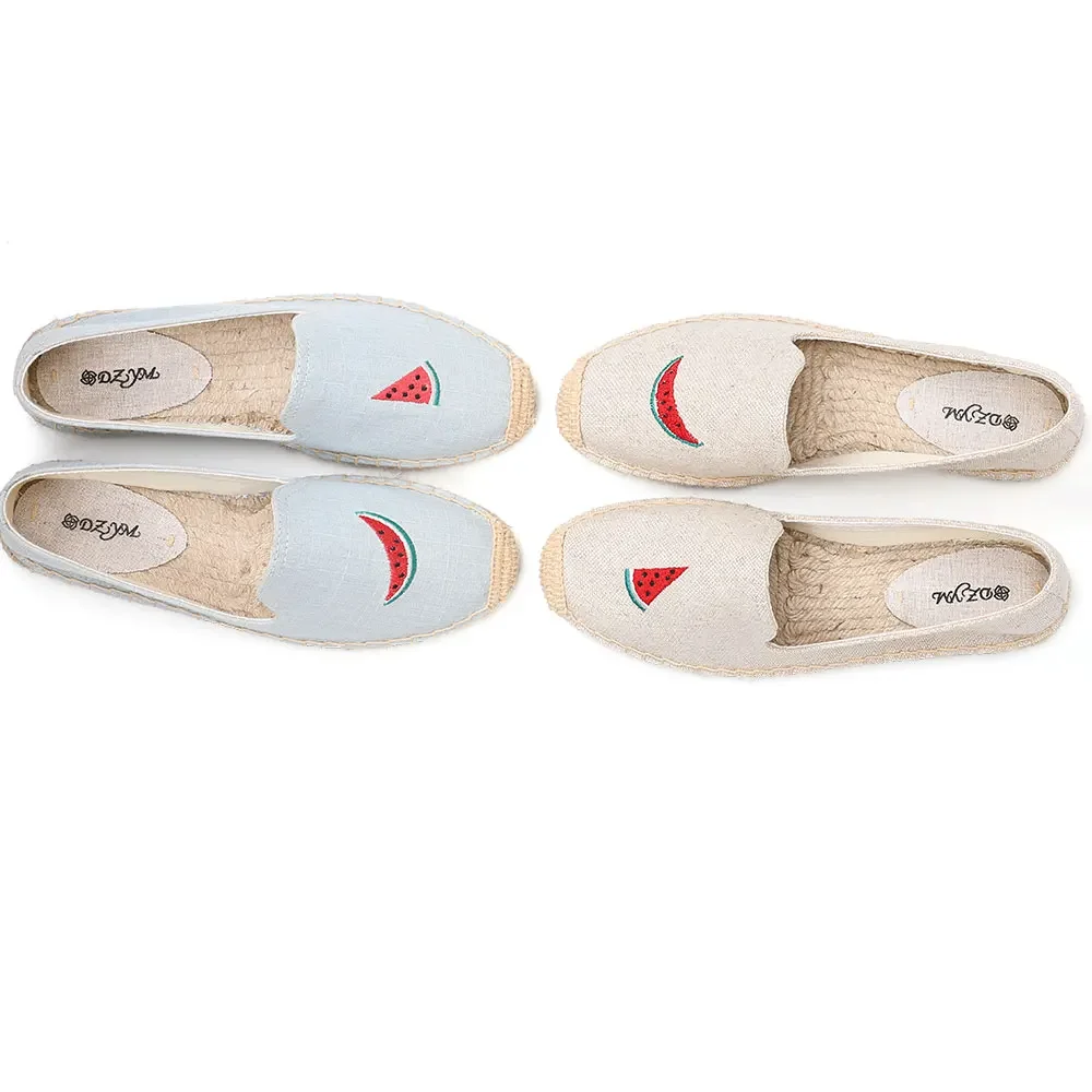 Comfortable Cotton Hemp Casual Flats with Embroidery  flats shoes women Espadrilles