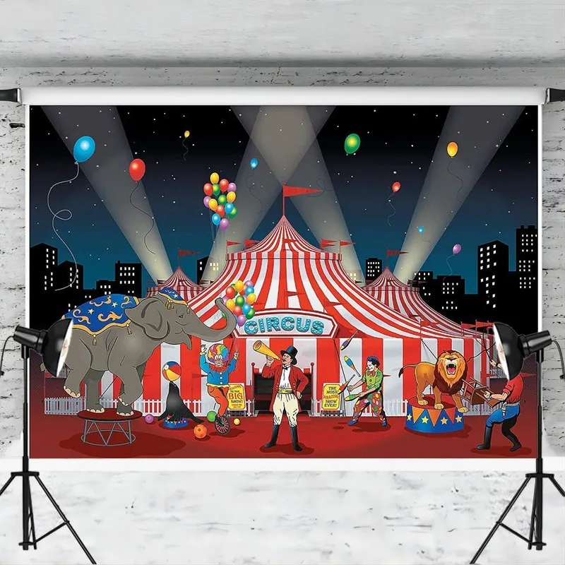 Circus Big Top Tent Backdrop Banner Carnival  Supplies Background for Photography Party Decoration Photo Booth Studio Props