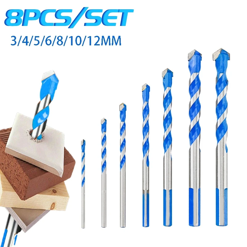 8PCS/SET Drill Bits For Drilling Glass Tiles Walls Concrete Metal etc.3-12mm Metal Drilling Drill Bit Set Drilling Tools