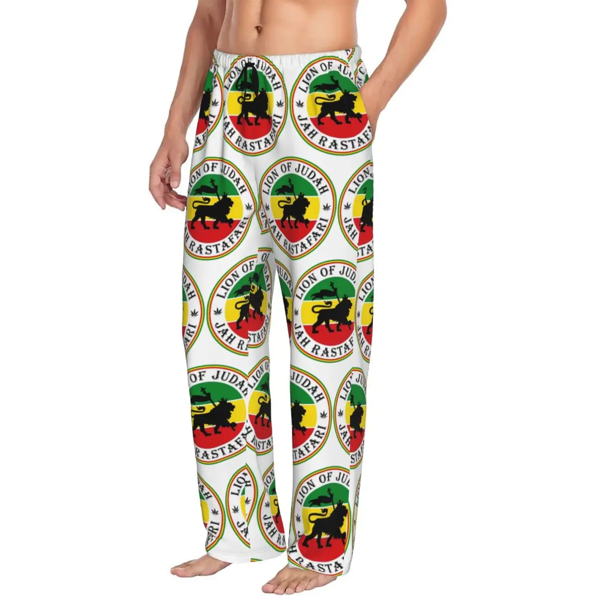 Custom Rasta Lion Of Judah Star Of David Men Pajama Pants Lounge Sleep Sleepwear Bottoms with Pockets
