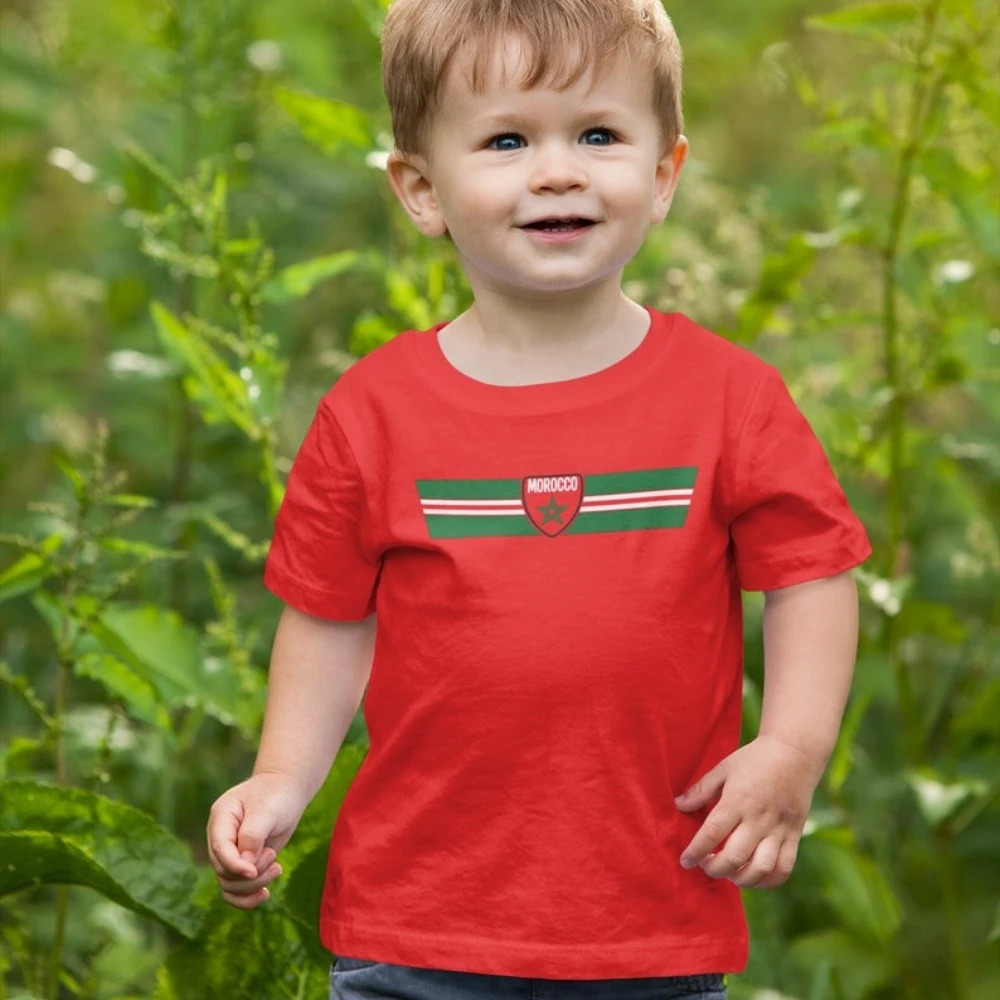 MOROCCO National Emblem Kids T-Shirt Boys Girls Daily Life Casual Shirt Flag of Morocco Printed Short Sleeve Children Cotton Top