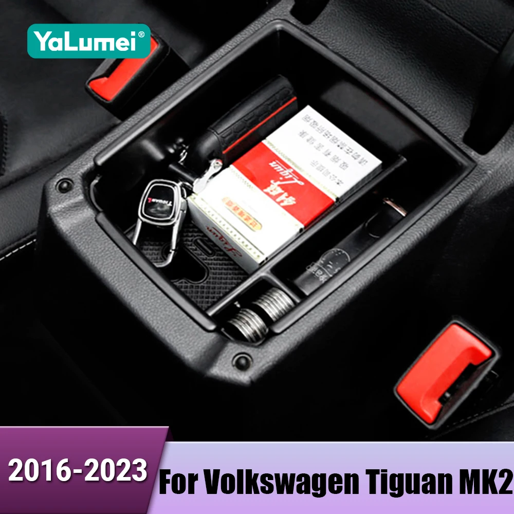 Couvercle de boîte de rangement d'accoudoir de Console centrale de voiture, pour Volkswagen VW Tiguan MK2 2016 2017 2018 2019 2020 2021 2022 2023, accessoires