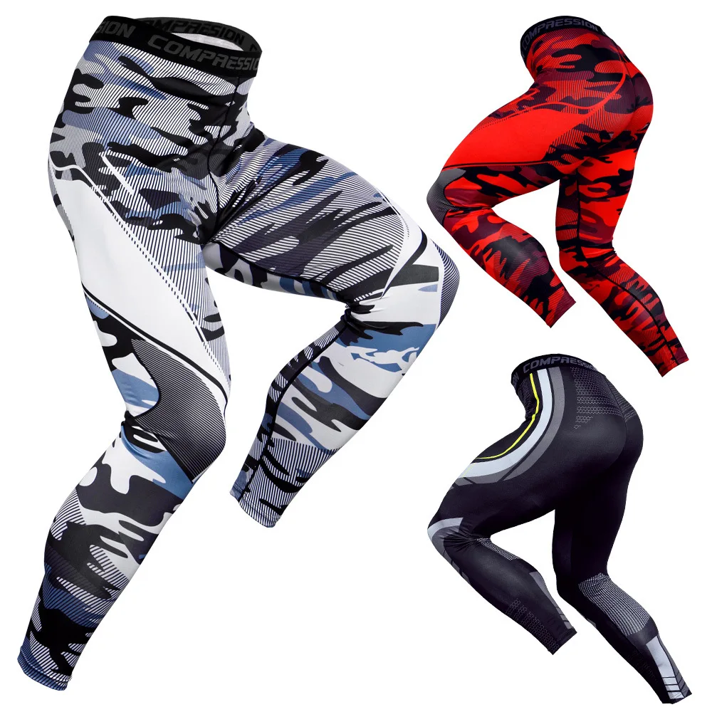 Compression Running Pants Gym Man Fashion Spider Iron Print Leggings Jogger Sports Tights First Layer Football Cycling Bottoms