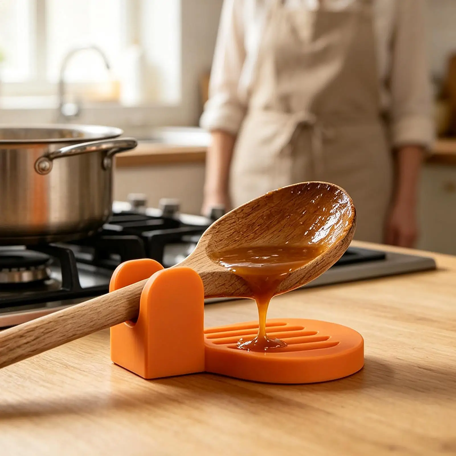Stove Spoon Holder Non-Slip Heat-Resistant, Kitchen Utensil Organizer & Spatula Rest for Home Apartment Restaurant