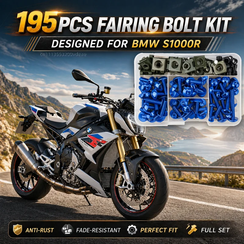 

195Pcs Motorcycle Aluminum Fairing Bolt Screws Kit Nut Clips For BMW S1000R S1000 R S 1000 R 2017 2018 2019 2020 2021 CNC