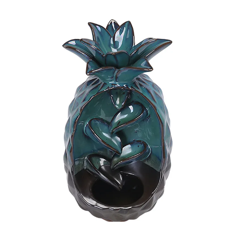 *qa Creative Pineapple Design Backflow Aroma Burner Vintage European Style Household Decorative Incense Censer#