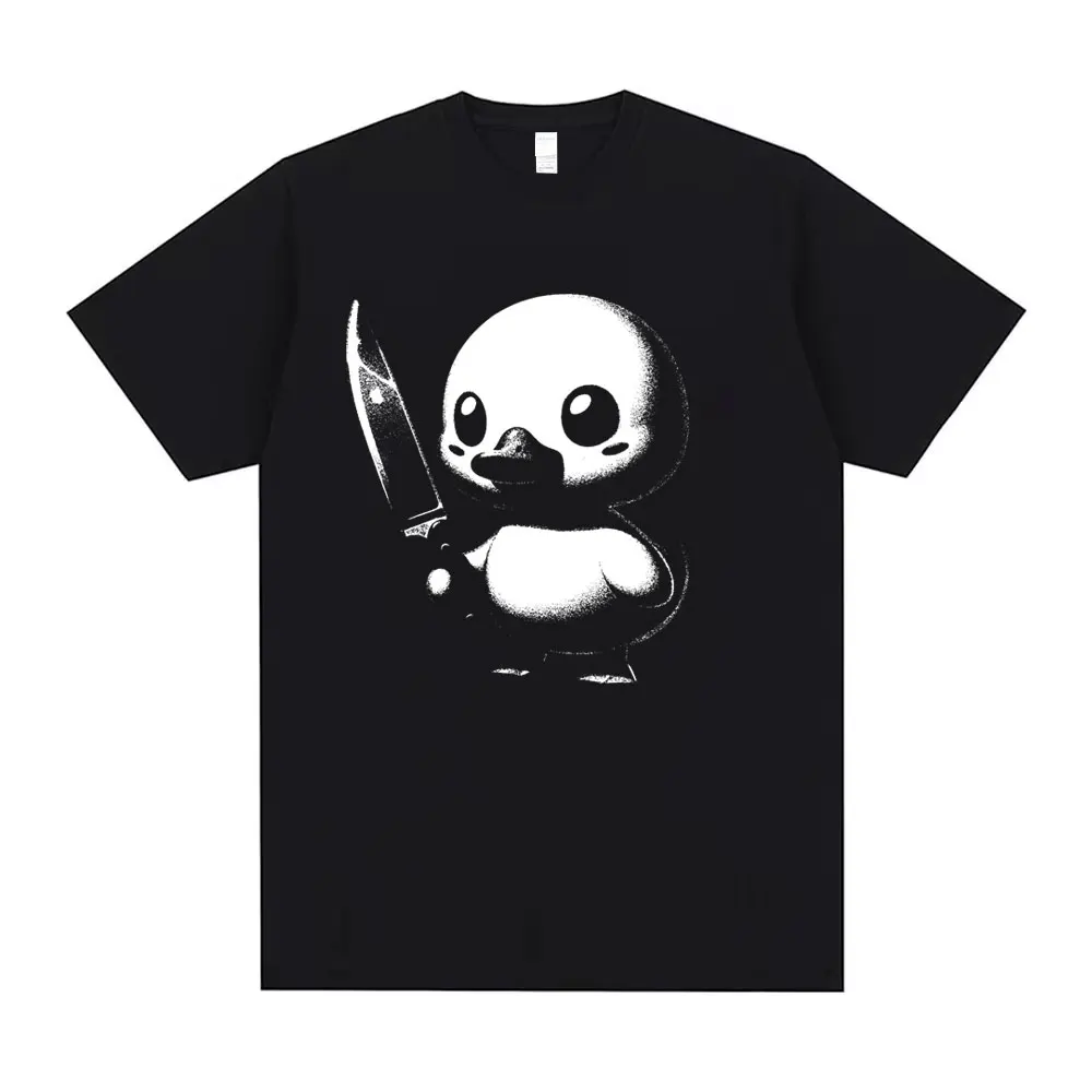 Duckkling with A Knife Funny Meme T Shirts Men Cotton Crewneck T-shirt Summer Men's Women Casual Oversized Short Sleeve T Shirt