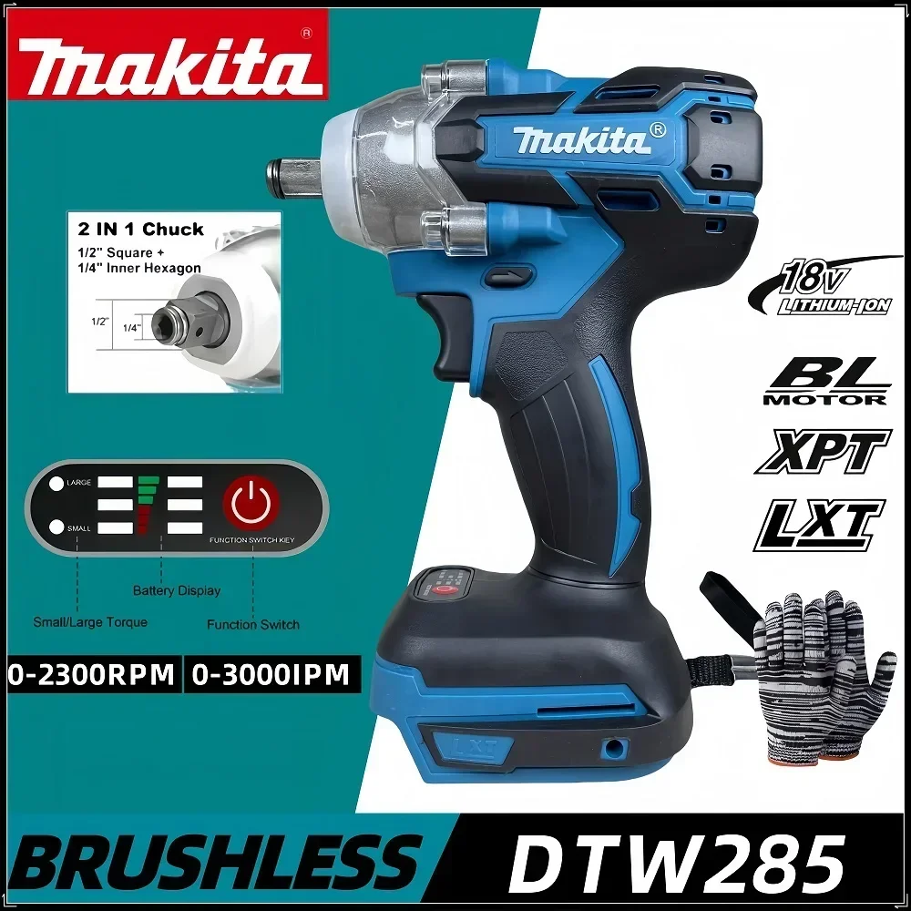 Makita DTW285 520N.M Impact Electric Wrench Brushless Wrench Cordless Tool Power Tools Rechargeable For Makita 18V Battery