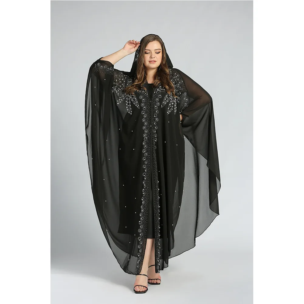 Abaya Dubai abito musulmano caftano Abaya abito Hijab Kimono donna Dubai abito con cappuccio in Chiffon abbigliamento islamico