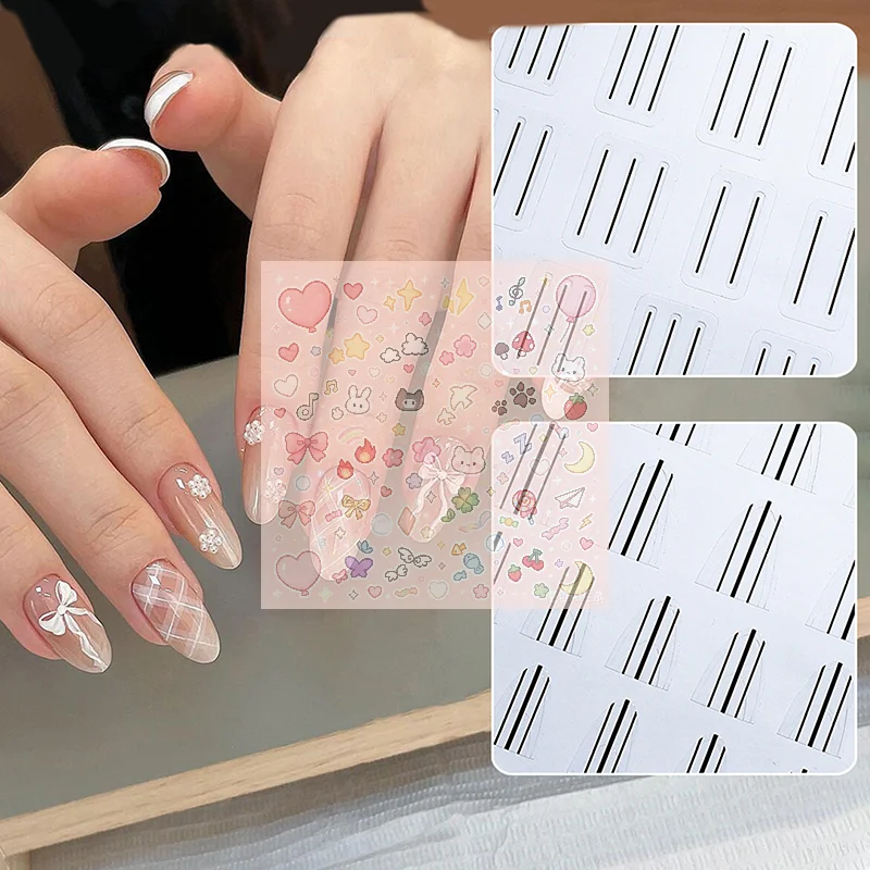 French Manicure Strip Nail Forms Fringe Tip Guides Sticker Diy Wavy Line Nail Art Tips Guides Stickers Stencil Strips Nail Tool