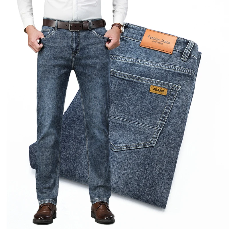 

Autumn Men's Stretch Jeans Casual Straight Business Trousers Fashion Vintage Comfortable Slim Male Brand Denim Pants