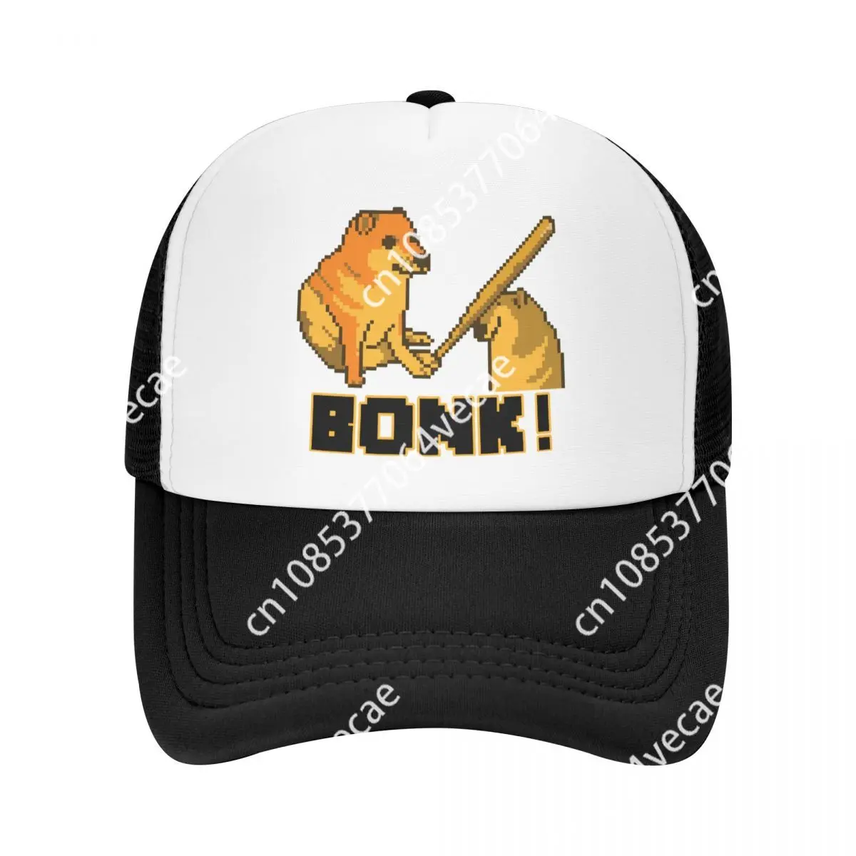 Classic Unisex Cheems Bonk Meme Pixel Art Trucker Hat Adult Shiba Inu Dog Adjustable Baseball Cap Women Men Sports Snapback Hats