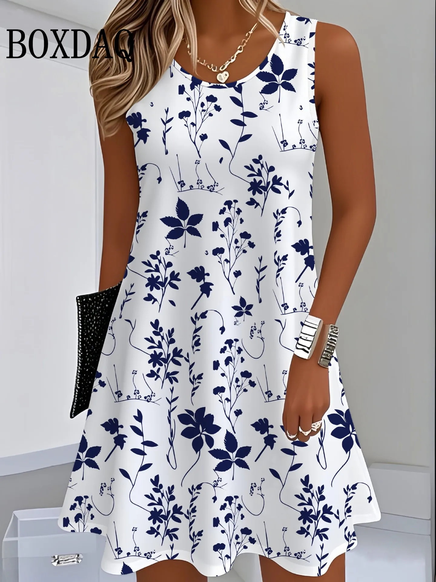 2025 Women Sundress Floral Dress Casual Sleeveless O-Neck Loose Mini Dress Summer Women'S Tank Flower 3D Print Beach Short Dress - Image 2