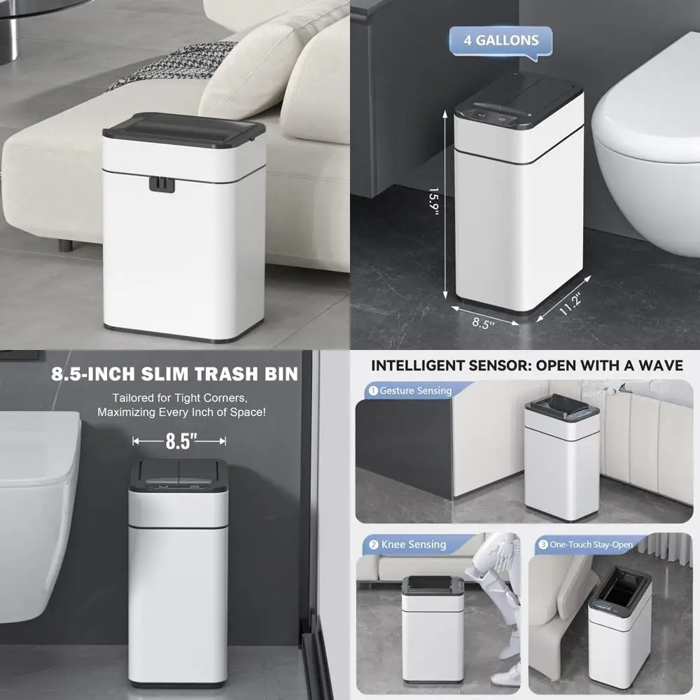 

4 Gallon Stainless Steel Automatic Motion Sensor Kitchen Trash Can with Lid