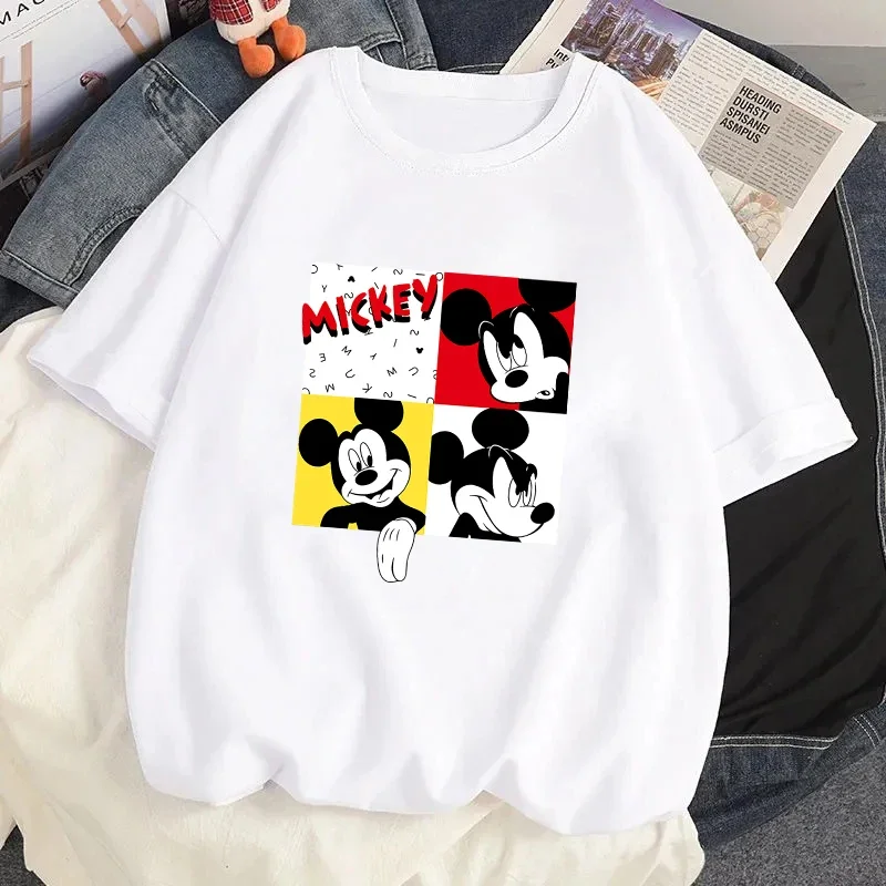 Cute Mouse Graphic Women T-shirt Cartoon Printed Short Sleeve Tee Shirt Funny Duck T Shirts Summer Streetwear Y2k Clothes Tops