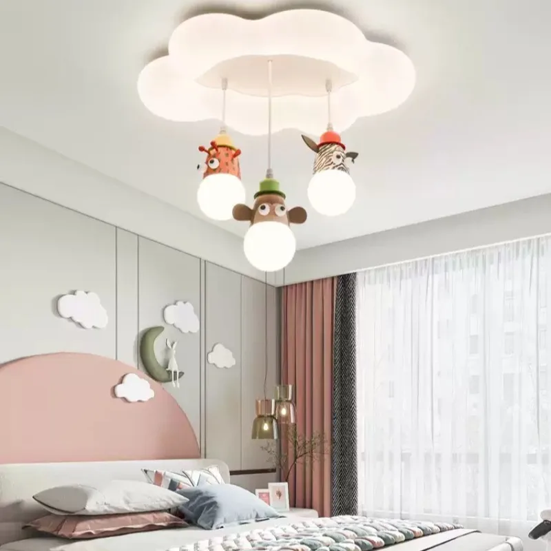 Everbright Store Cloud Children's Room Ceiling Light Cream Wind Cartoon Animal Full Spectrum Eye Protection Bedroom Light