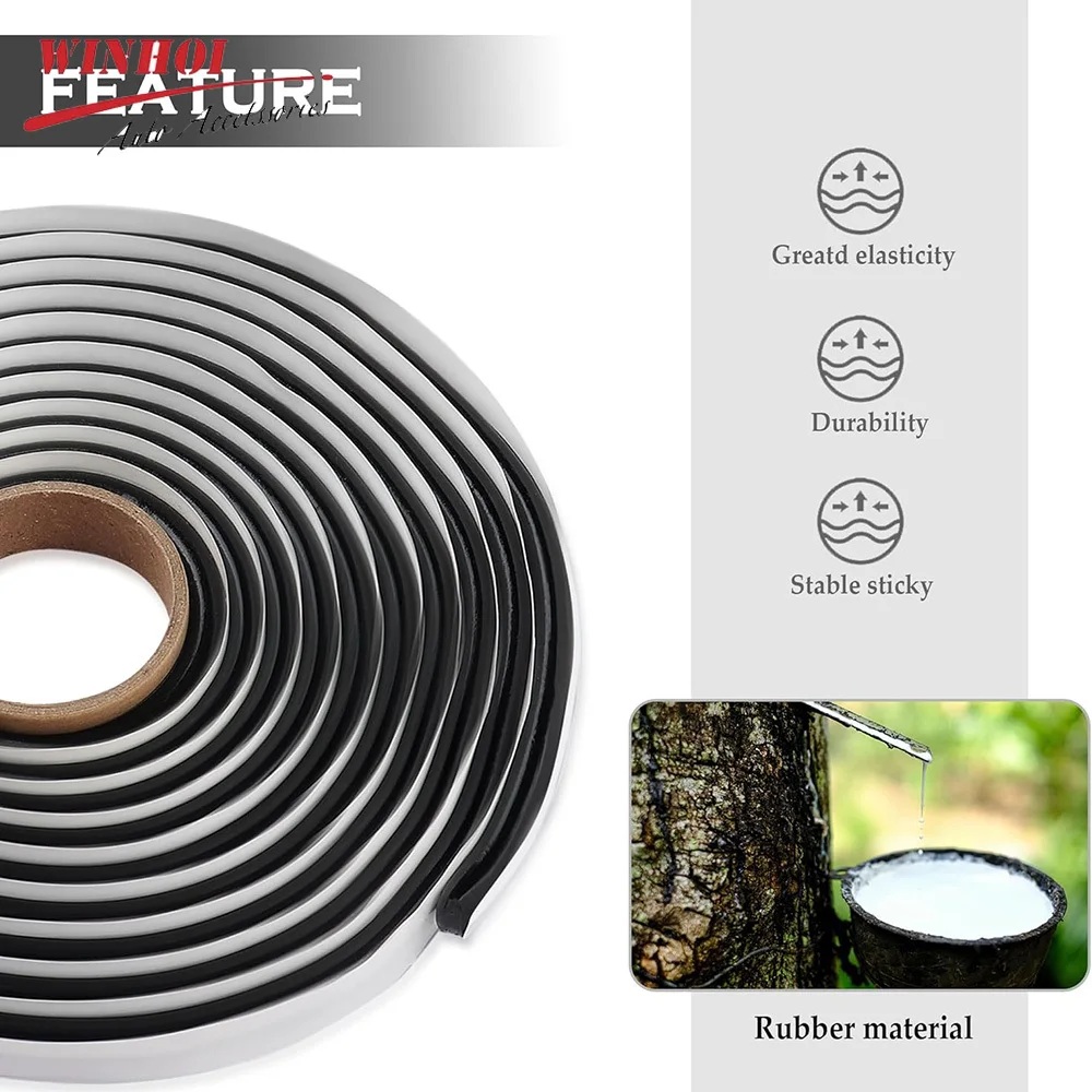 4m Butyl Sealant Tape Car Headlight Butyl Rubber Seal Strip for Installing Car Part, Windows, Doors and Windshield Sealing