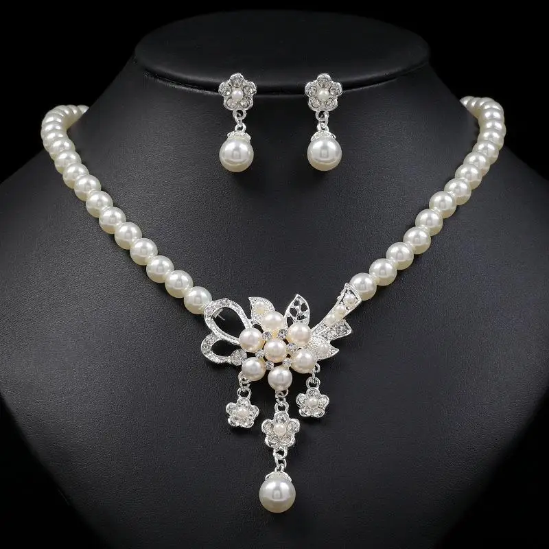 

Faionable Pearl Flower Nelace Earring Set Alloy Plated Women's Jewelry New Arrival Cross-Border Hot S Ele Sle