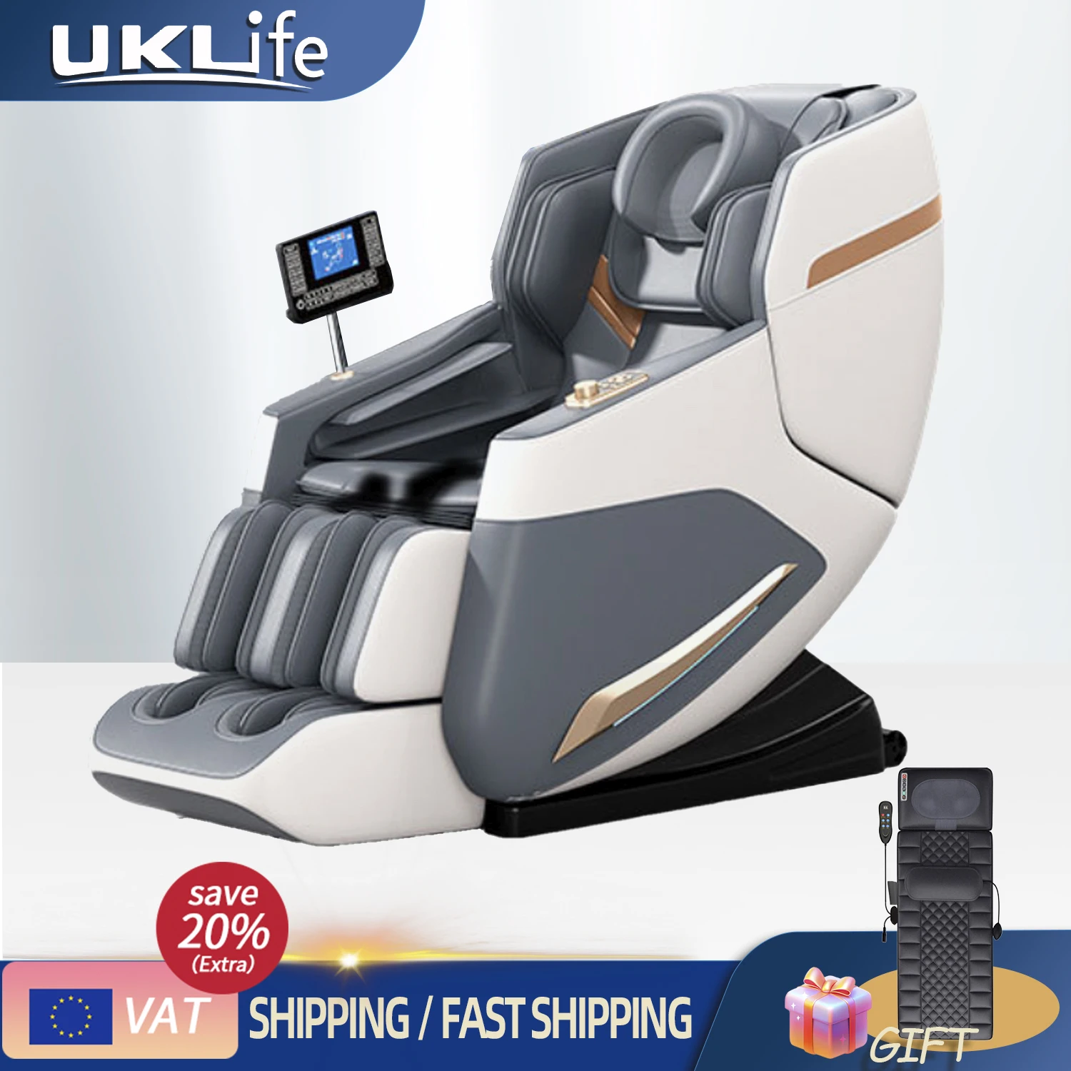 3 Year Warranty UKLife Home 4D Massage Zero Gravity Massager Sofa Hot Compress Leg Extension 8D Luxury Electric Massage Chair