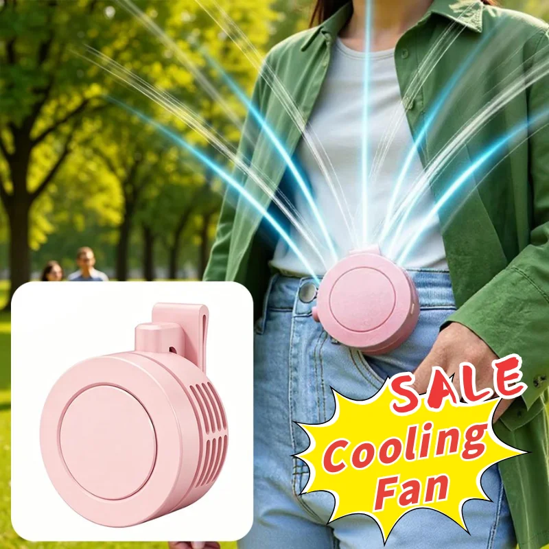 Mini Wearable Waist Fan With Strong Wind For Outdoor Activities Rechargeable Clip-On Waist Fan To Keep Cool In Hot Weather