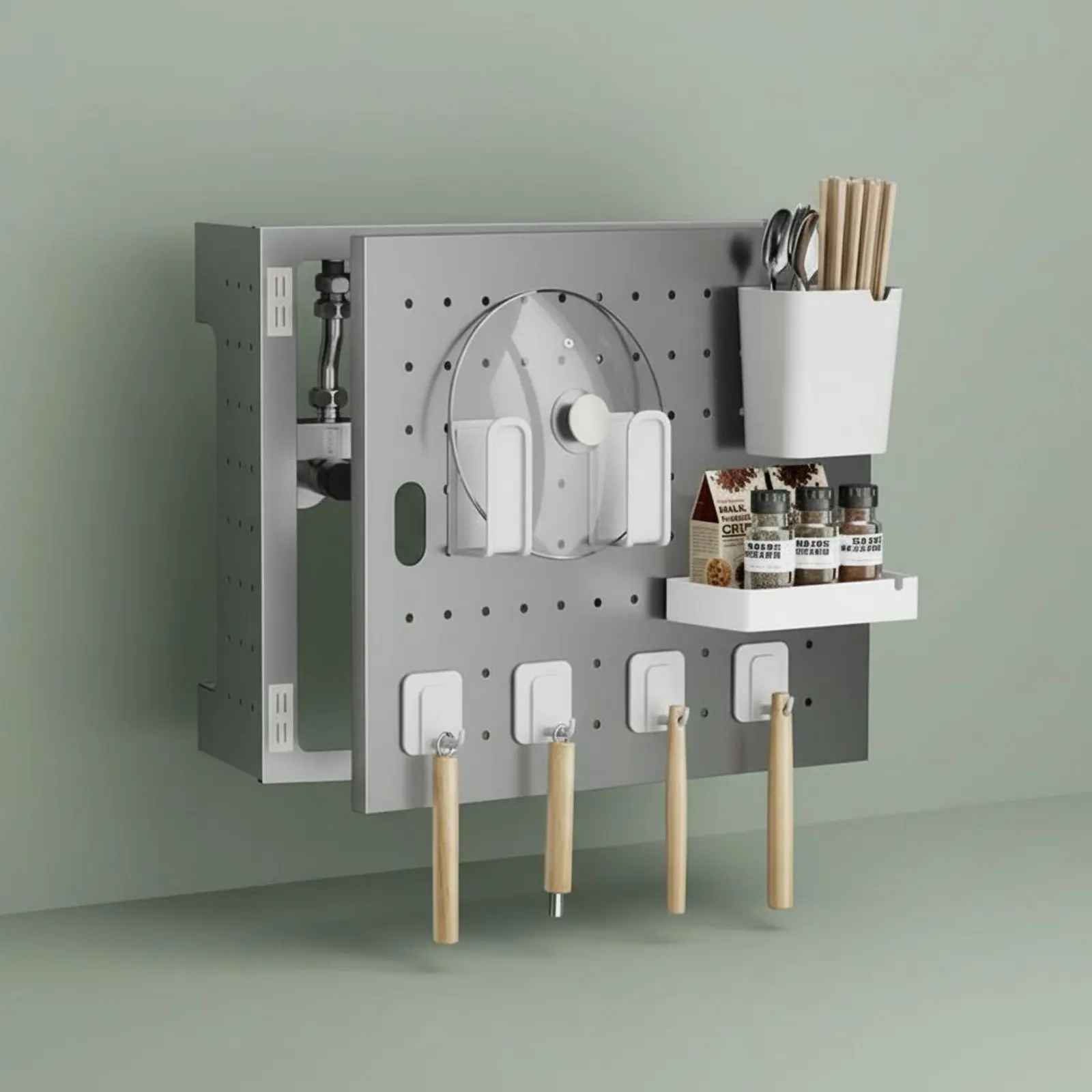 Gas Water Heater Cover Multi Functional Design Water Heater Pipe Cover Pegboard Organizer Space Saving Strong Load Bearing