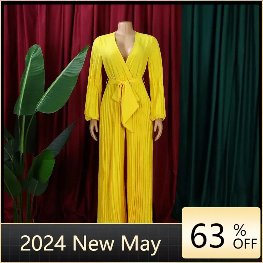 Oversized Jumpsuits and Rompers For Women Pink Pleated High Waisted Floor Length Elegant Evening Night Party Clothes Jumpsuits