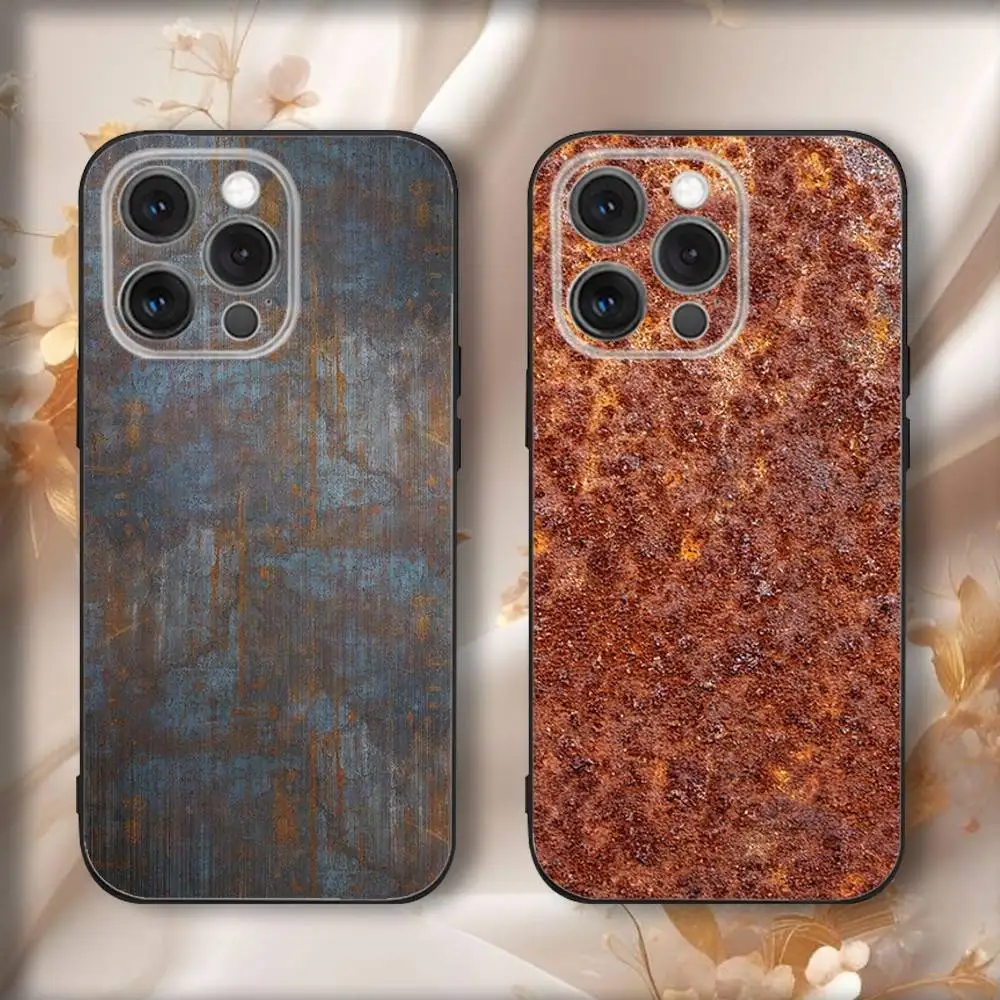 

Retro Industrial Rust Phone Case For iPhone16,15,14,13,12,11,Pro,Max,Plus,X,XS,SE4,E,Mini,Soft Black Case