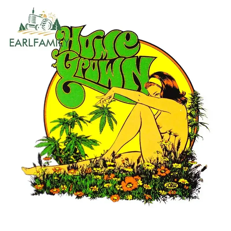 EARLFAMILY 13cm X 12.5cm For Home Grown Weed Car Stickers Occlusion Bumper Trunk Scratch Truck Car Door Protector Decal