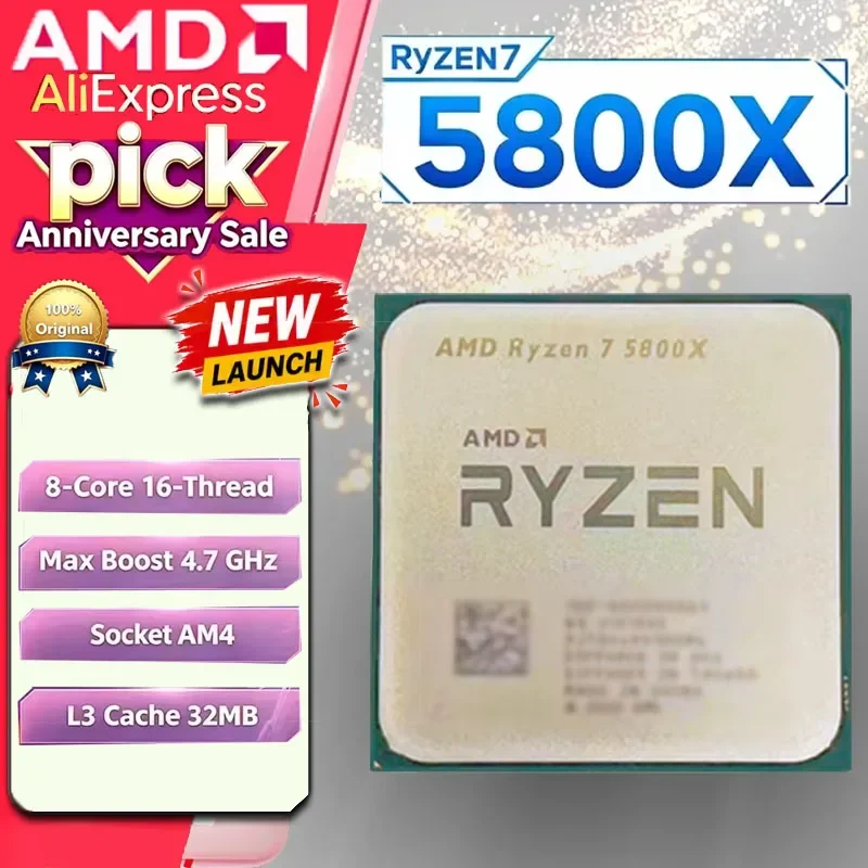 

New Ryzen 7 5800X Tray Processor 8C16T 4.7GHz Boost 32MB L3 AM4 Unlock PC Gaming CPU Bulk Version No Original Package