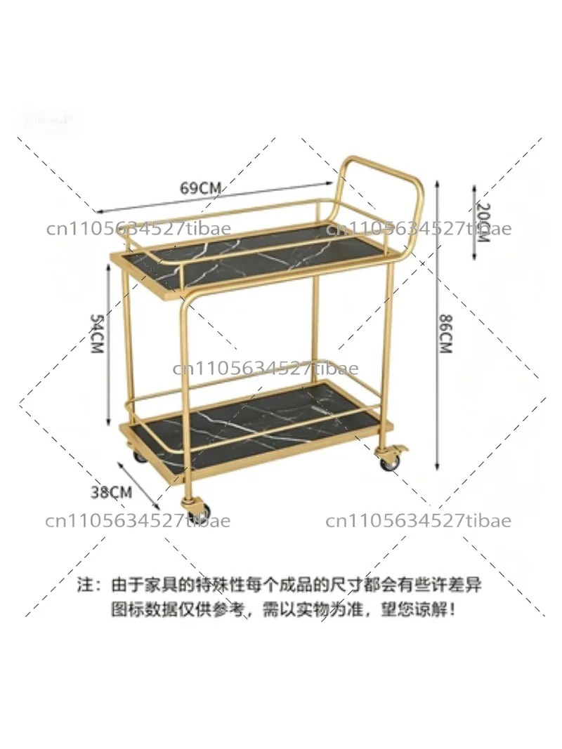 

Gold Iron Art Serving Cart with Wheels for Dining, Restaurant, Hotel, and Home Use