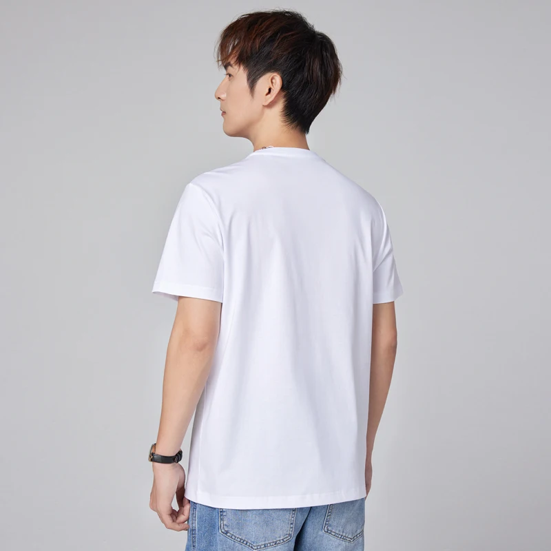 100% Cotton Short Sleeved Men's Round Neck Summer Liquid Nitrogen Mercerized Cotton Tees Casual Cool Breathable Printing T-Shirt