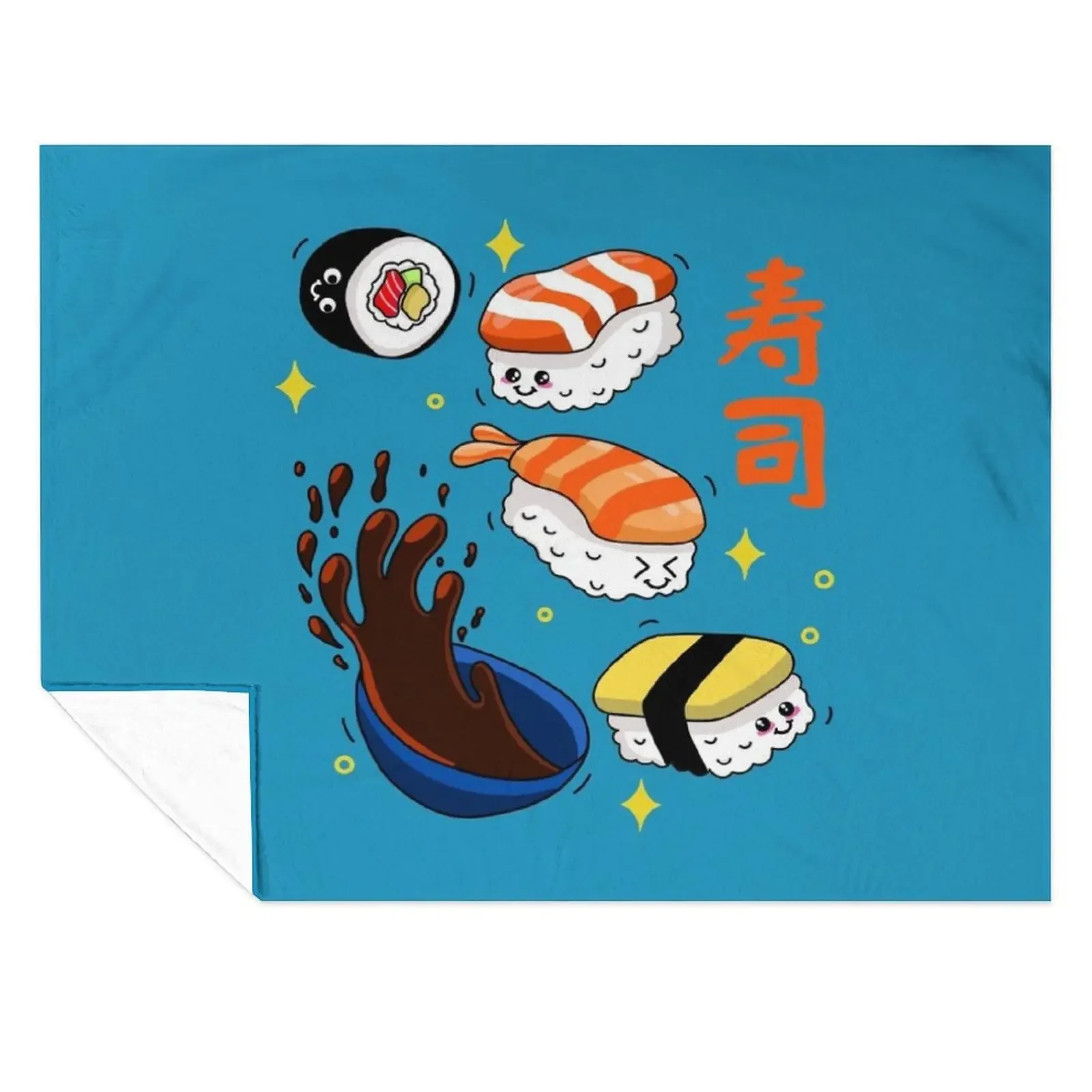 

Kawaii Sushi Throw Blanket Personalized Gift Camping Luxury Polar Blankets