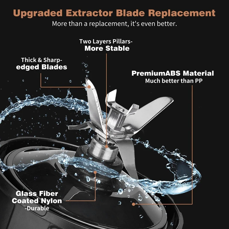 A44F-24Oz Mixerbecher, Klingeersatz für Ninja-Mixer, Ersatzteile mit To-Go-Deckel, 7-Flossen-Klingenbaugruppe