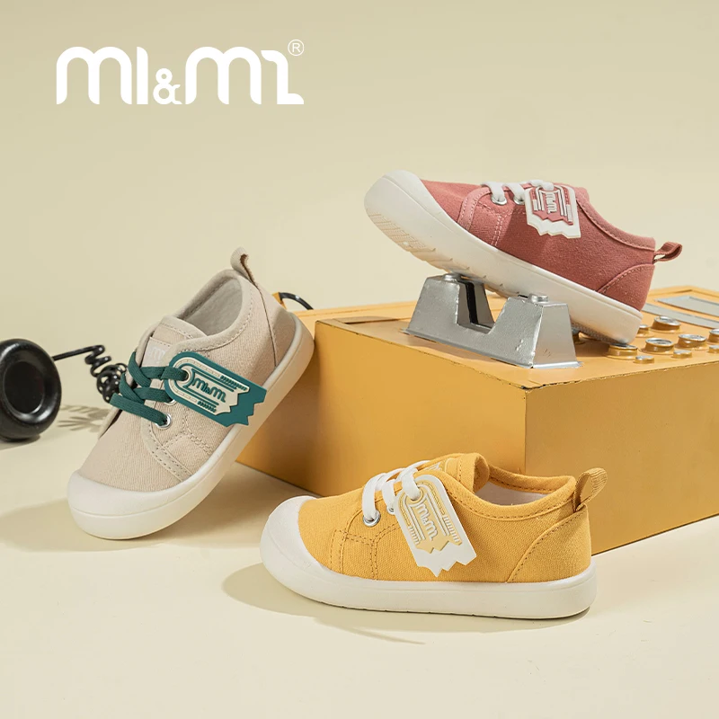 

M1&M2 2025 Kids Boys Girls Candy Color Canvas Lace-up sporte Sneakers Non-slip Comfort Casual Sports Footwear for Toddlers