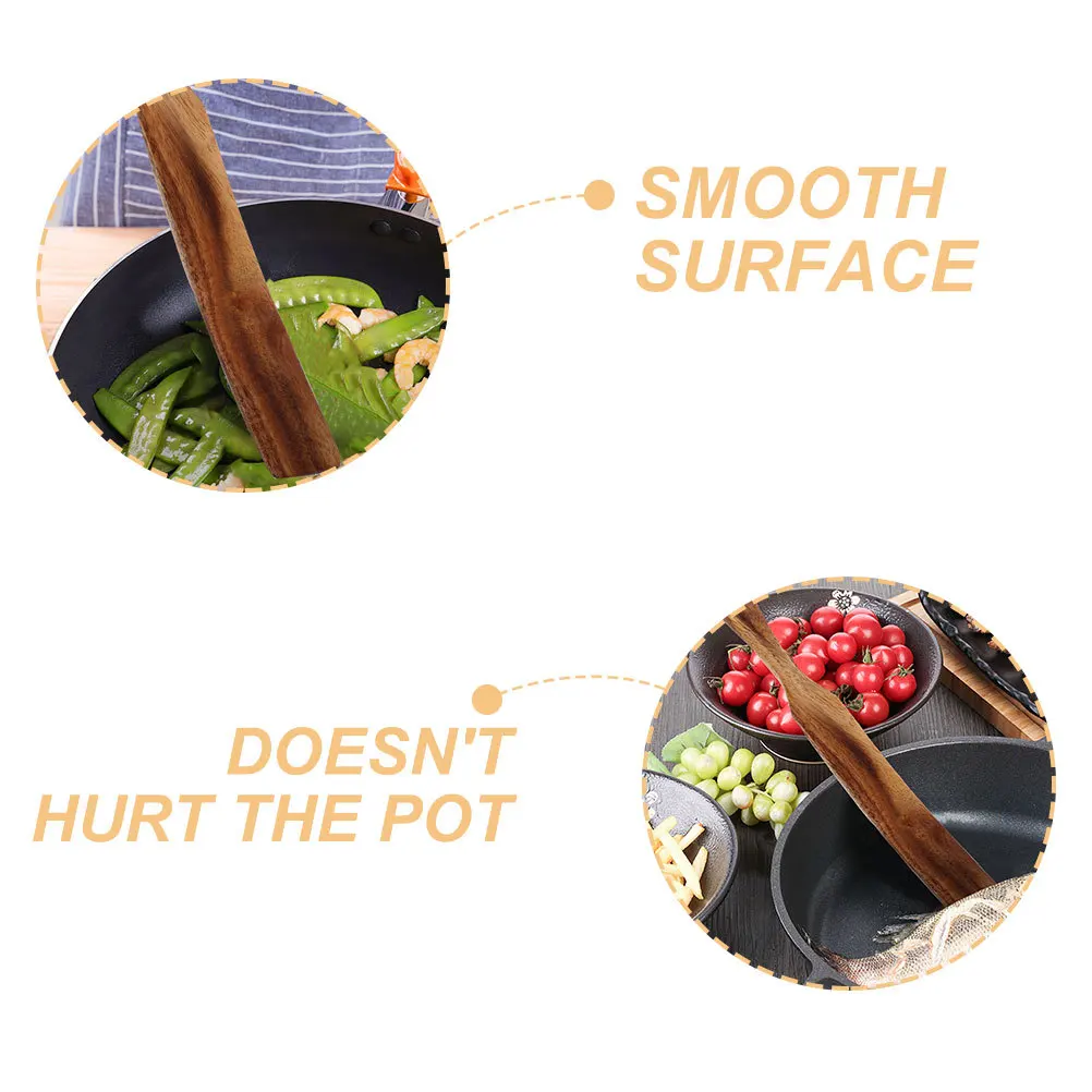 

2Pcs Kitchen Wooden Spatula Long Handle Cooking Utensils Wood Butter Spreaders Bread Cream Scrapers Non Scratch