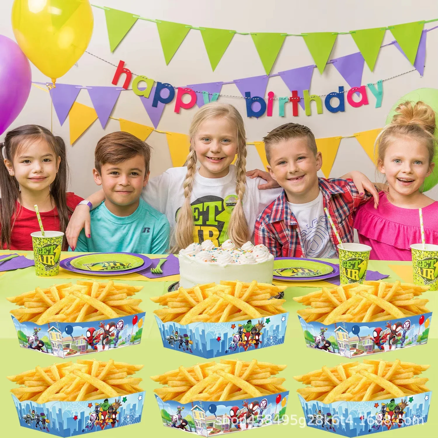 صواني تقديم الطعام الورقية من سبايدرمان صندوق الفشار سبايدرمان للأطفال الأولاد وحفلات أعياد الميلاد والوجبات الخفيفة والهدايا وحفلات استقبال المولود الجديد