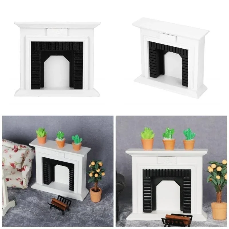 

1:12 кукольные домики, миниатюрная мебель, винтажные черные, белые деревянные камины, украшения для кукольных домиков, детские