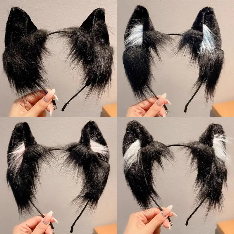 Diadema con orejas de gato Kawaii, diadema de felpa bonita, accesorio para disfraz de Navidad, orejeras de animales, accesorios para el cabello para niños, regalos de cosplay