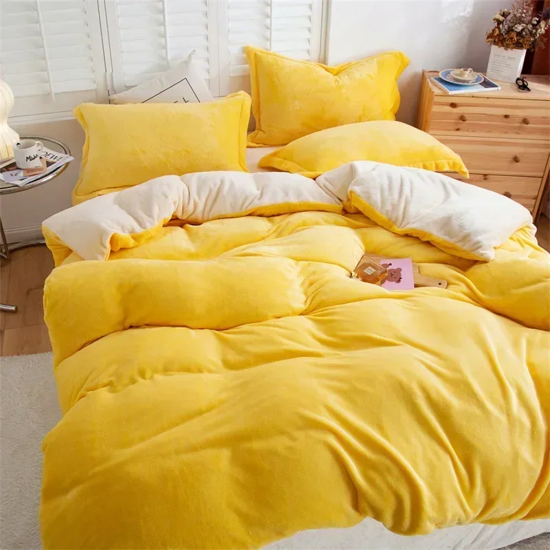 

Ultra-thick Winter Warm Queen Bedding Set Flannel King Size Duvet Cover Set Plush Warmth Bed Sets Quilt Cover Four Piece Set