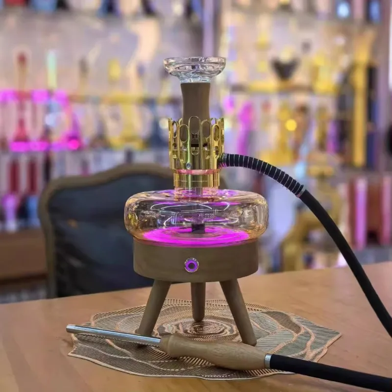 Solid Wood Flying Saucer  Hookah Touch Switch Lacquer Technique Light Atmosphere Metal