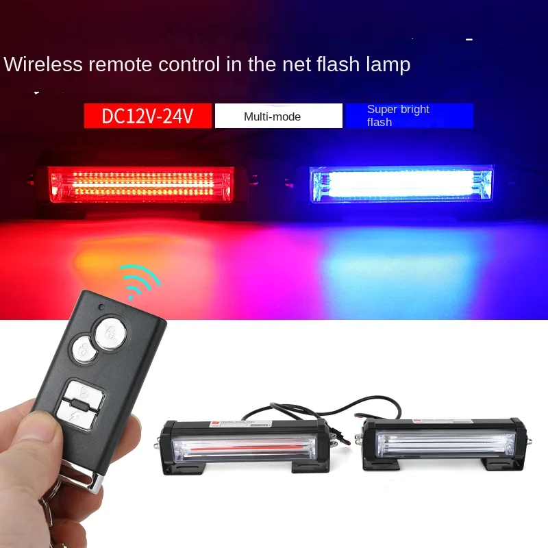 Car Center Net Blinker Light Wireless Remote Control 12v-24v Warning Light One Tow Two COB Daytime Running Lights